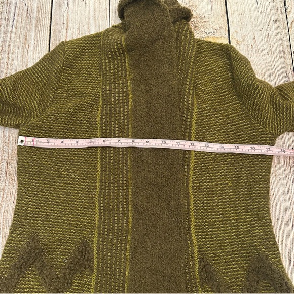 Anthropologie Cardigan Sweater Small Olive Green Fairy Boho Artsy Teddy Chunky - Picture 3 of 6